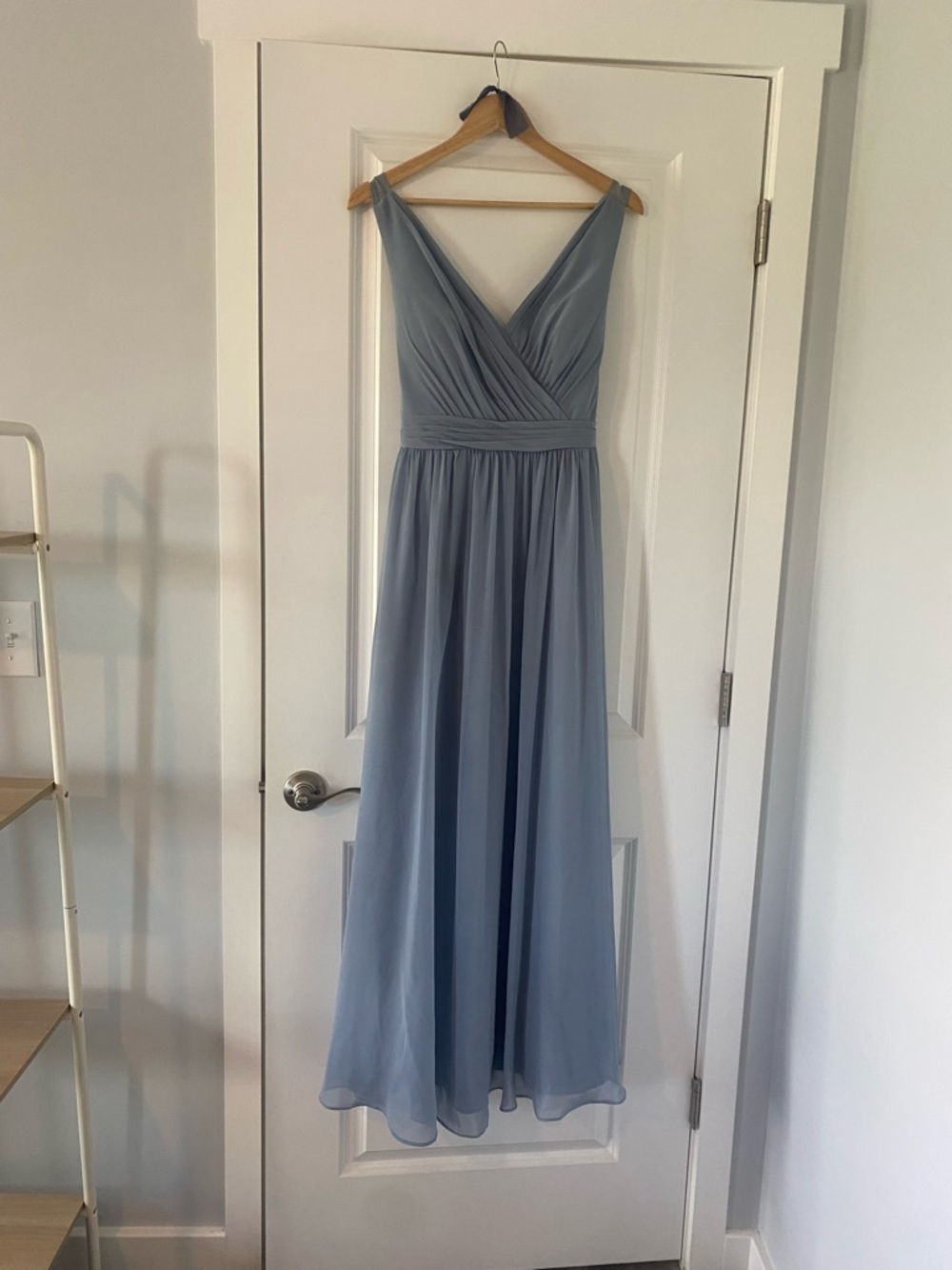 Azazie Dusty Blue Kora Pleated Chiffon Maxi Dress - Picture 2 of 8